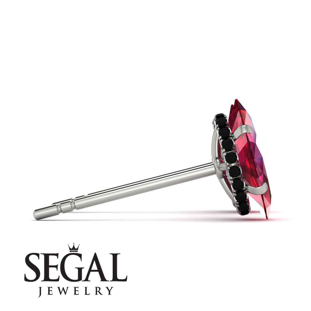 Hidden Halo Marquise Ruby Earrings - Journey No. 42