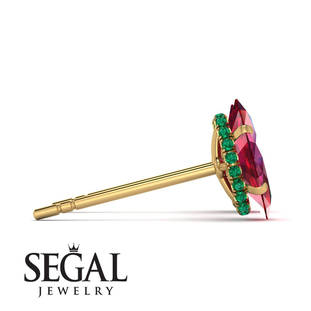 Hidden Halo Marquise Ruby Earrings - Journey No. 25