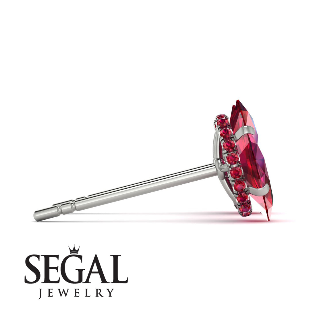 Hidden Halo Marquise Ruby Earrings - Journey No. 57