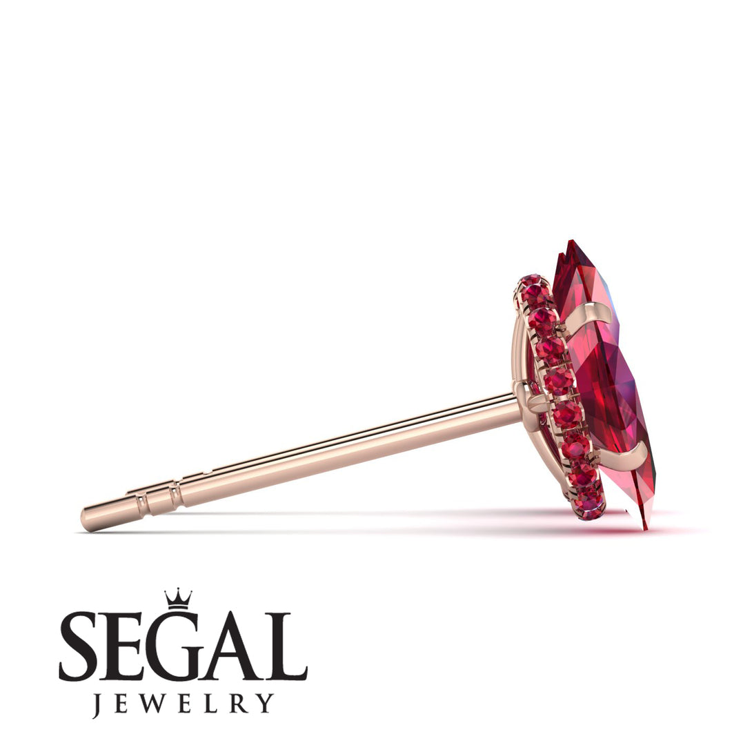 Hidden Halo Marquise Ruby Earrings - Journey No. 56