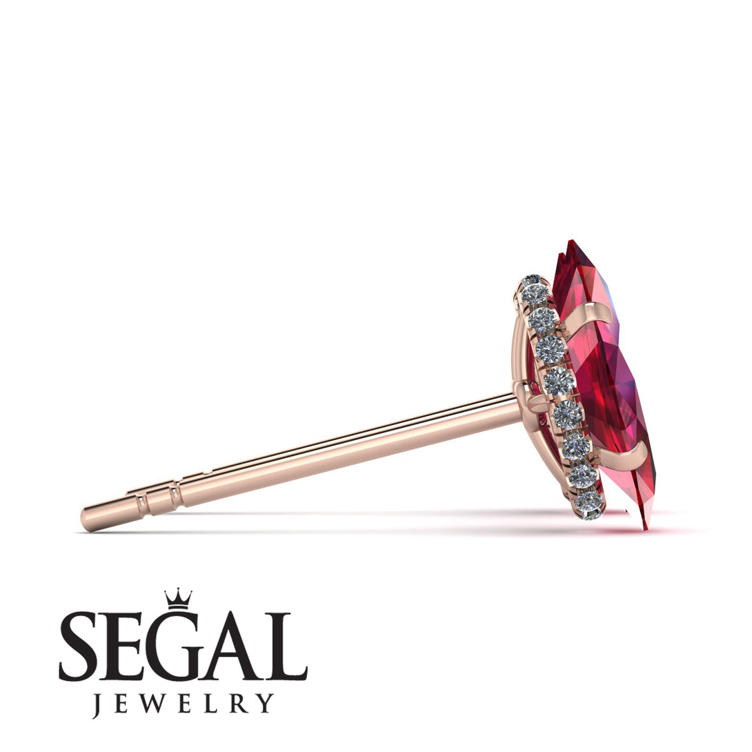 Hidden Halo Marquise Ruby Earrings - Journey No. 11