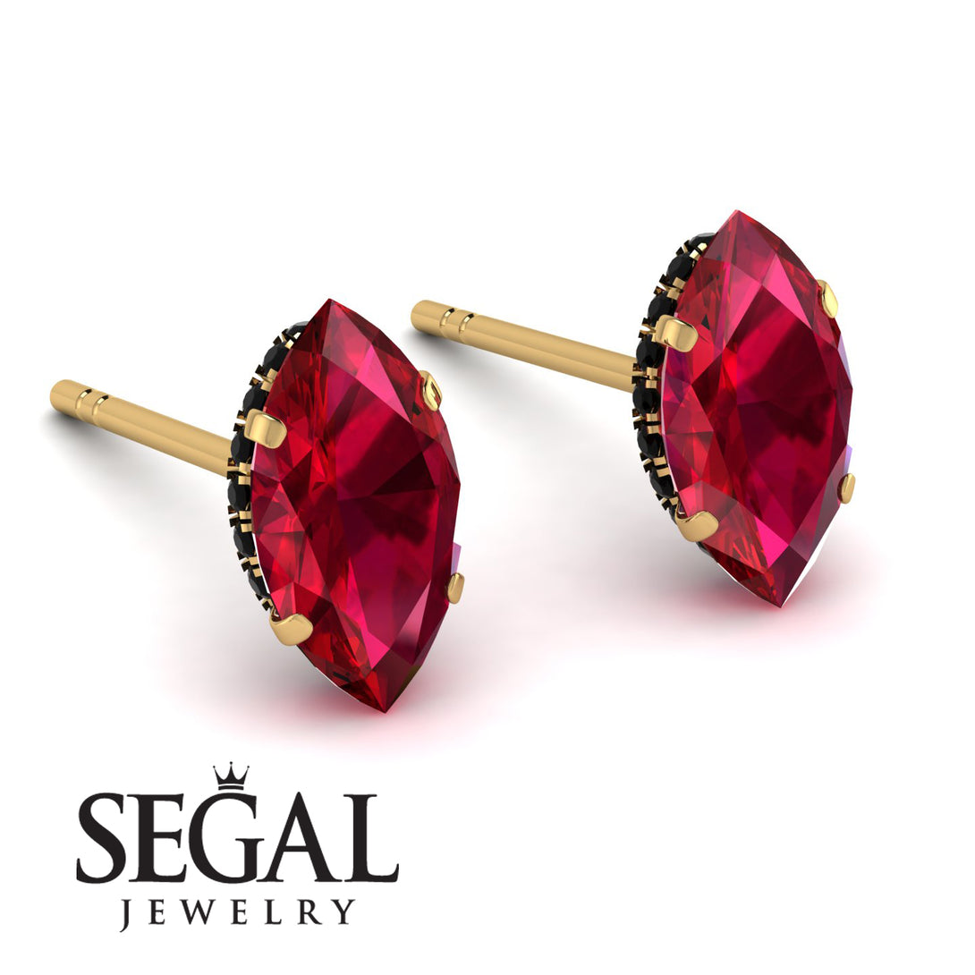 Hidden Halo Marquise Ruby Earrings - Journey No. 40
