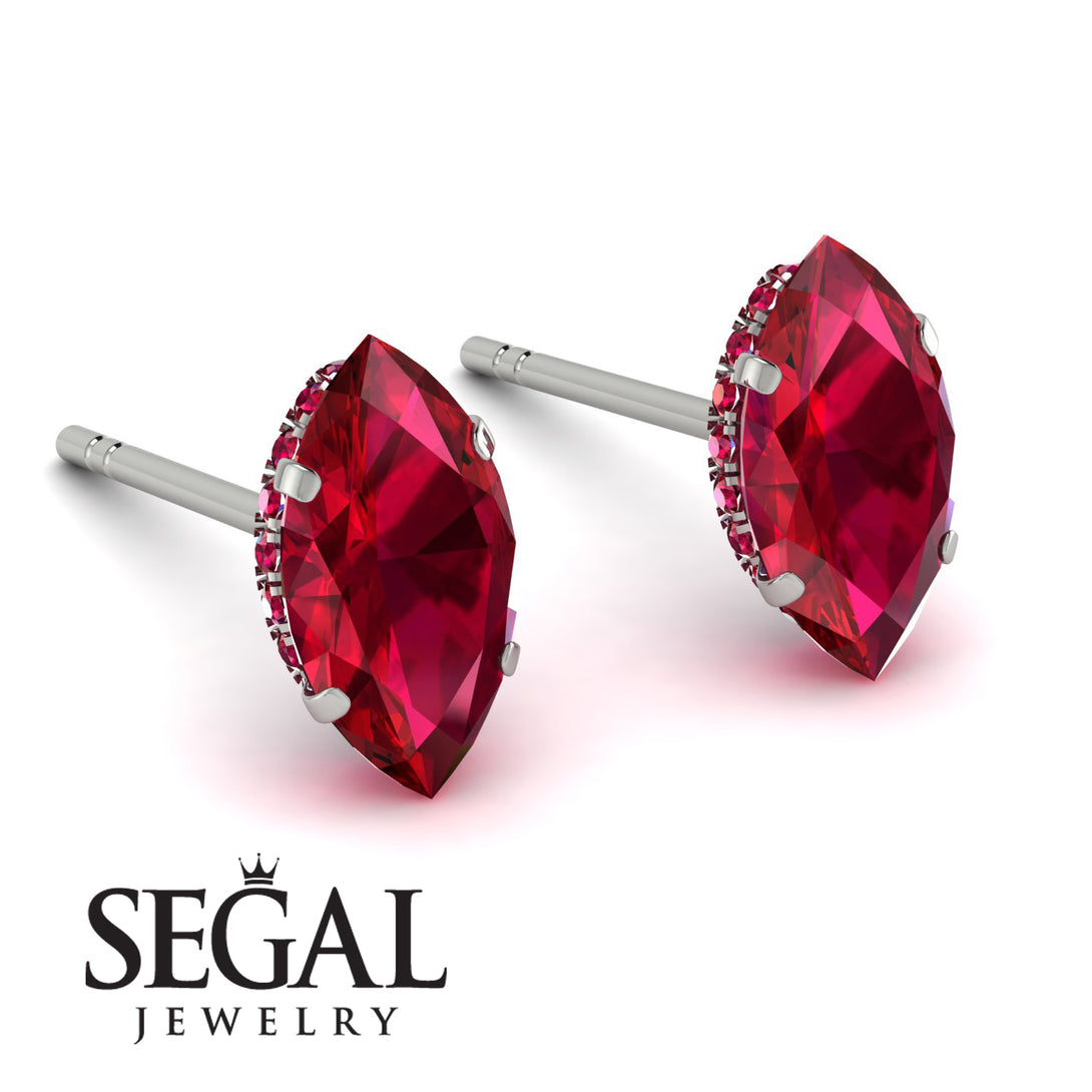 Hidden Halo Marquise Ruby Earrings - Journey No. 57