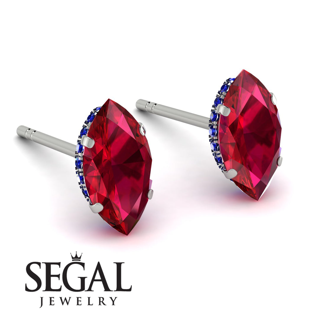 Hidden Halo Marquise Ruby Earrings - Journey No. 72