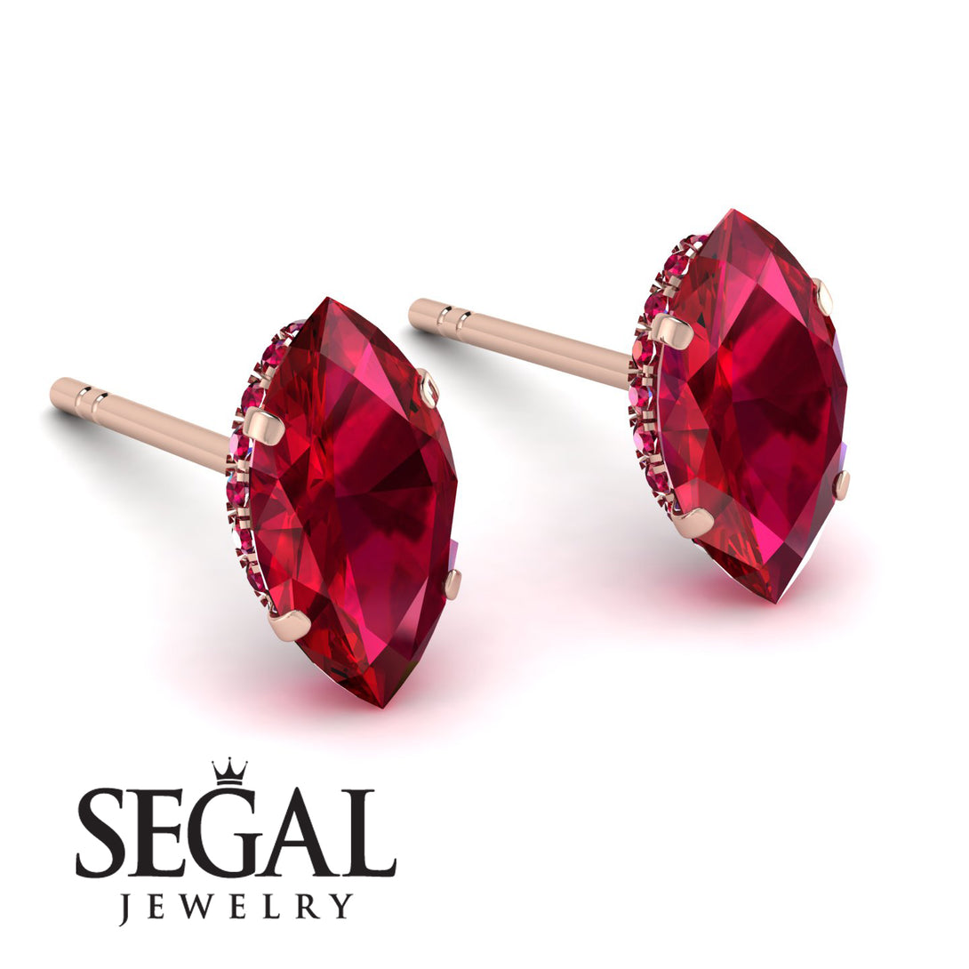Hidden Halo Marquise Ruby Earrings - Journey No. 56