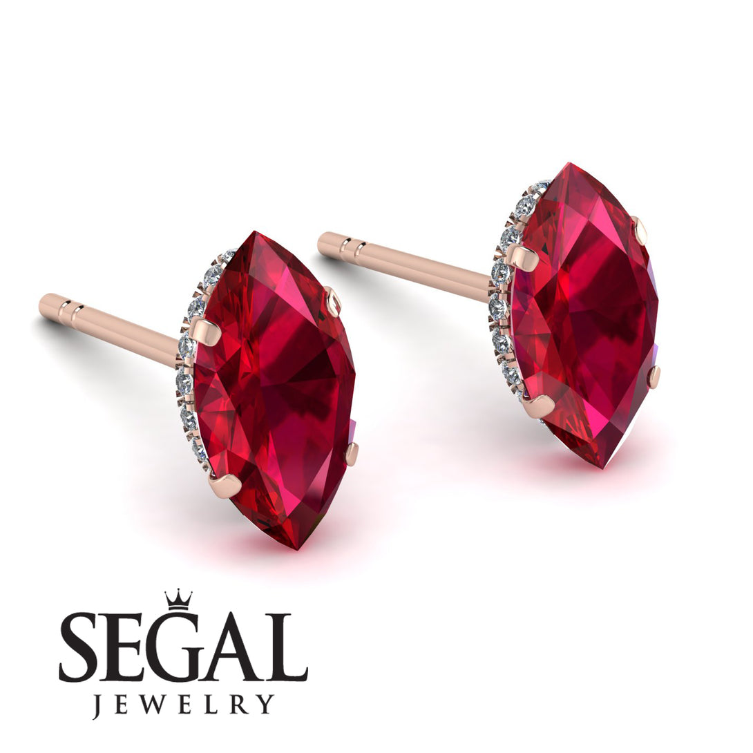 Hidden Halo Marquise Ruby Earrings - Journey No. 11