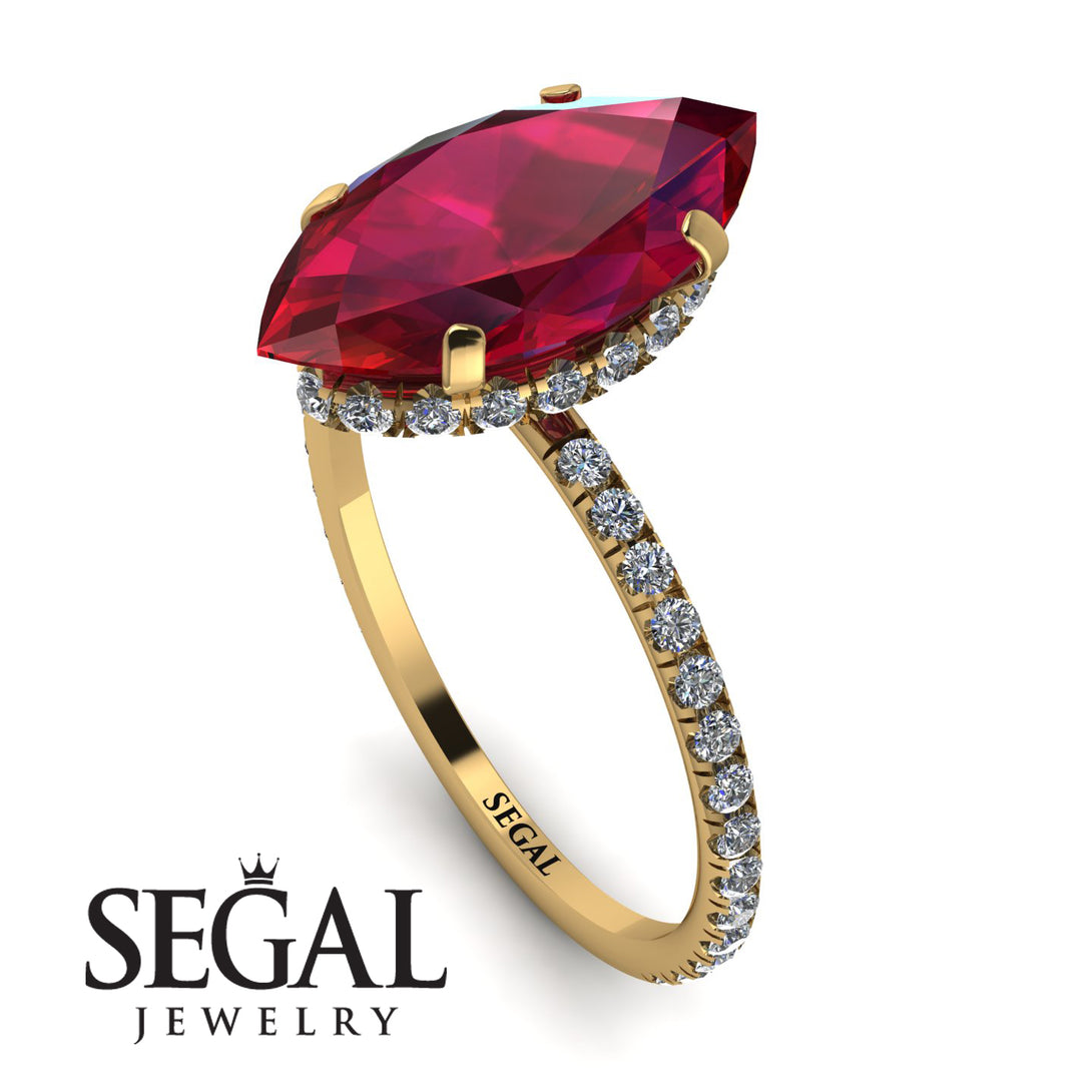 Hidden Halo Marquise Ruby Engagement Ring - Journey No. 10