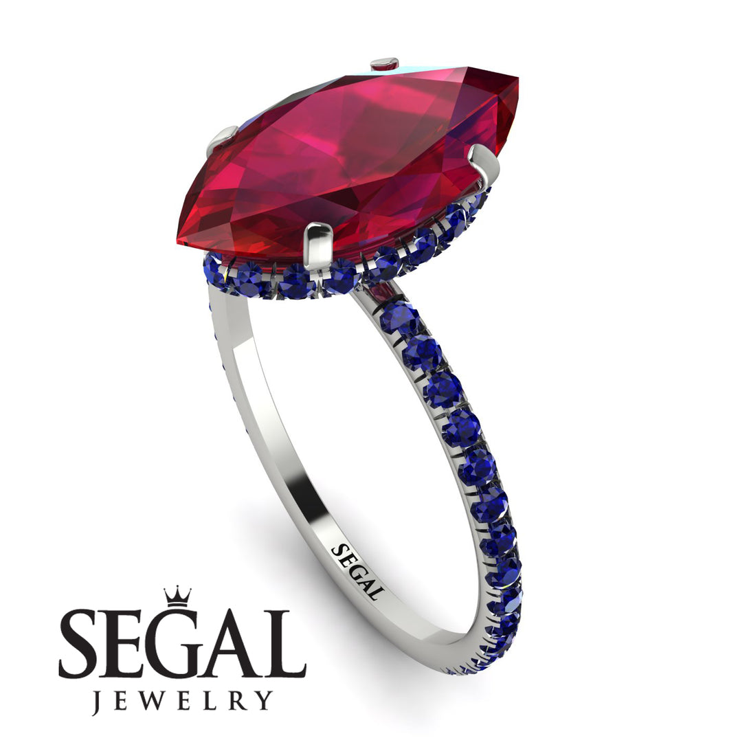 Hidden Halo Marquise Ruby Engagement Ring - Journey No. 72