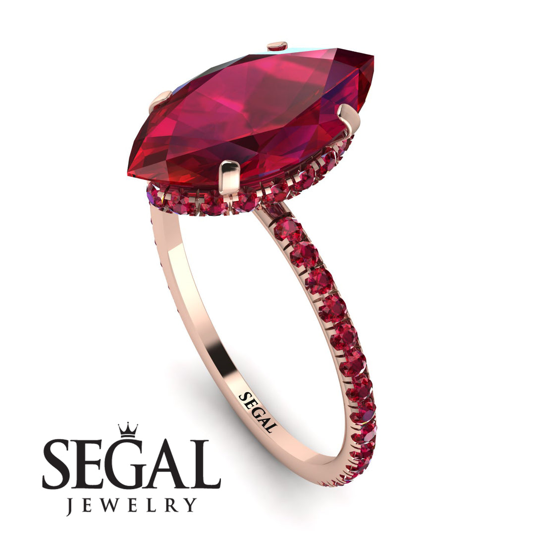 Hidden Halo Marquise Ruby Engagement Ring - Journey No. 56