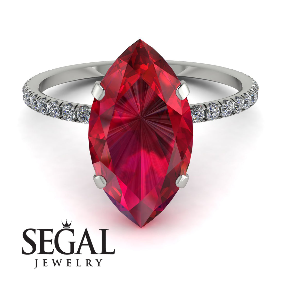 Hidden Halo Marquise Ruby Engagement Ring - Journey No. 12