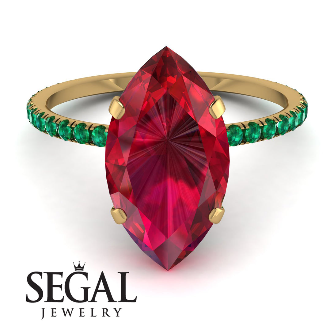 Hidden Halo Marquise Ruby Engagement Ring - Journey No. 25