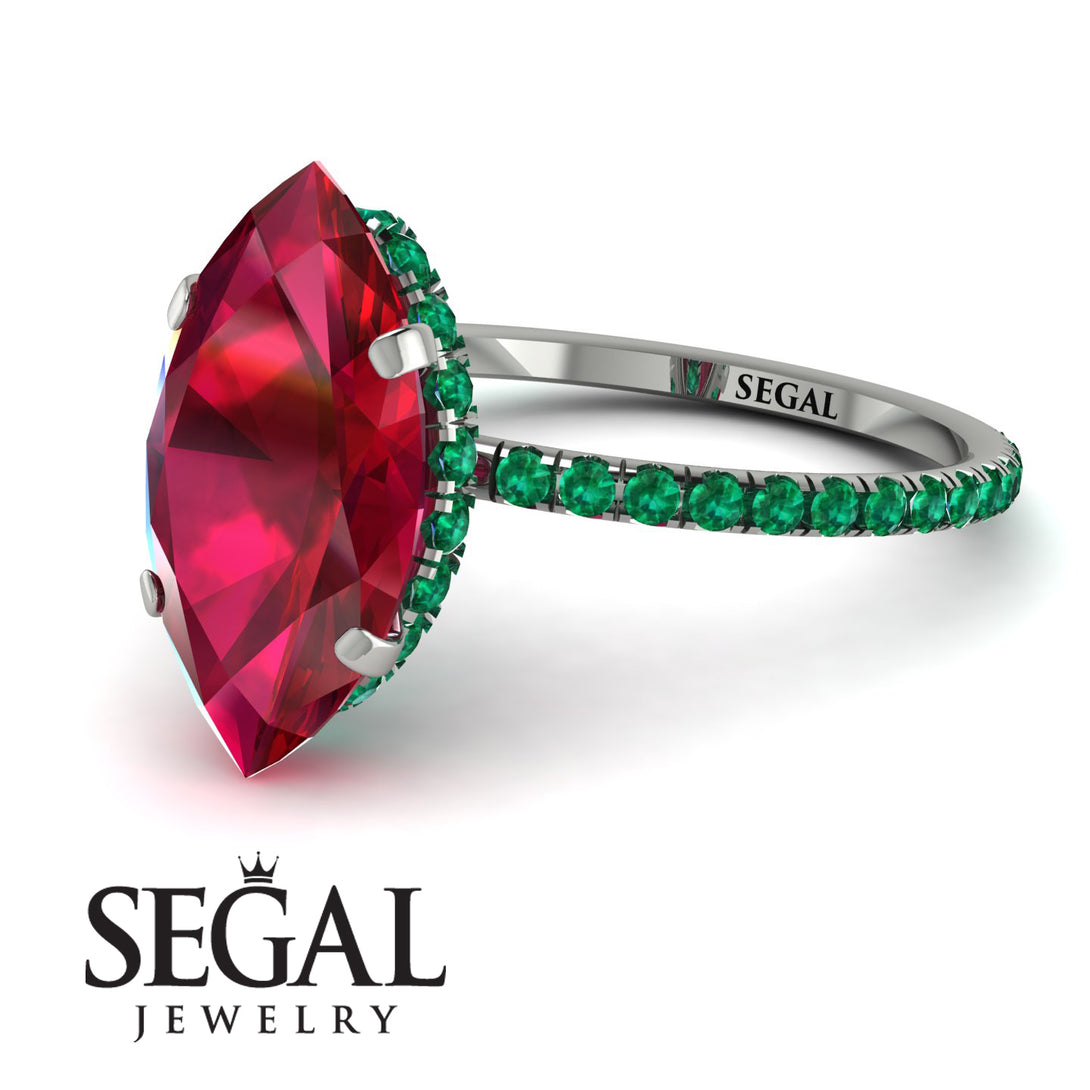 Hidden Halo Marquise Ruby Engagement Ring - Journey No. 27