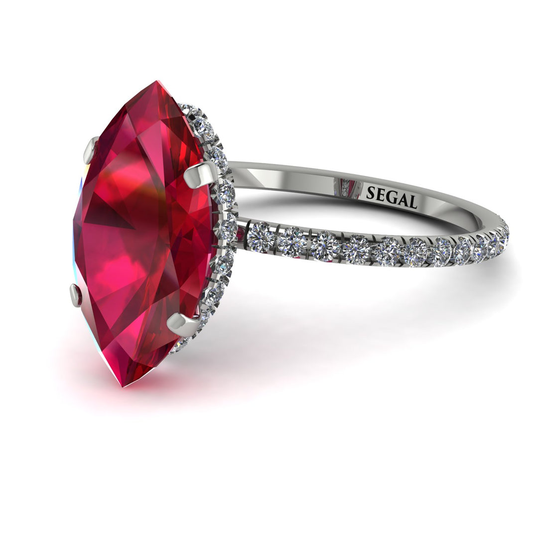Hidden Halo Marquise Ruby Engagement Ring - Journey No. 12