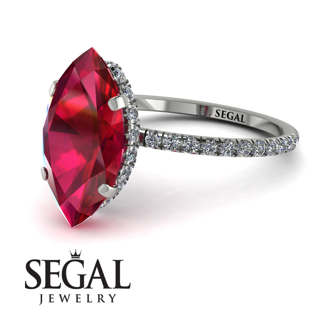 Hidden Halo Marquise Ruby Engagement Ring - Journey No. 12