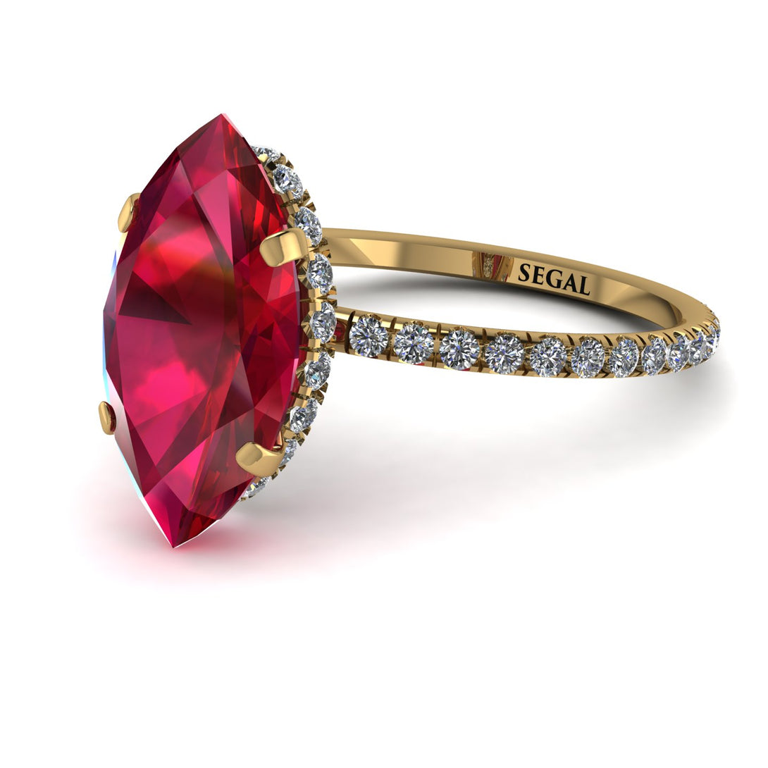 Hidden Halo Marquise Ruby Engagement Ring - Journey No. 10