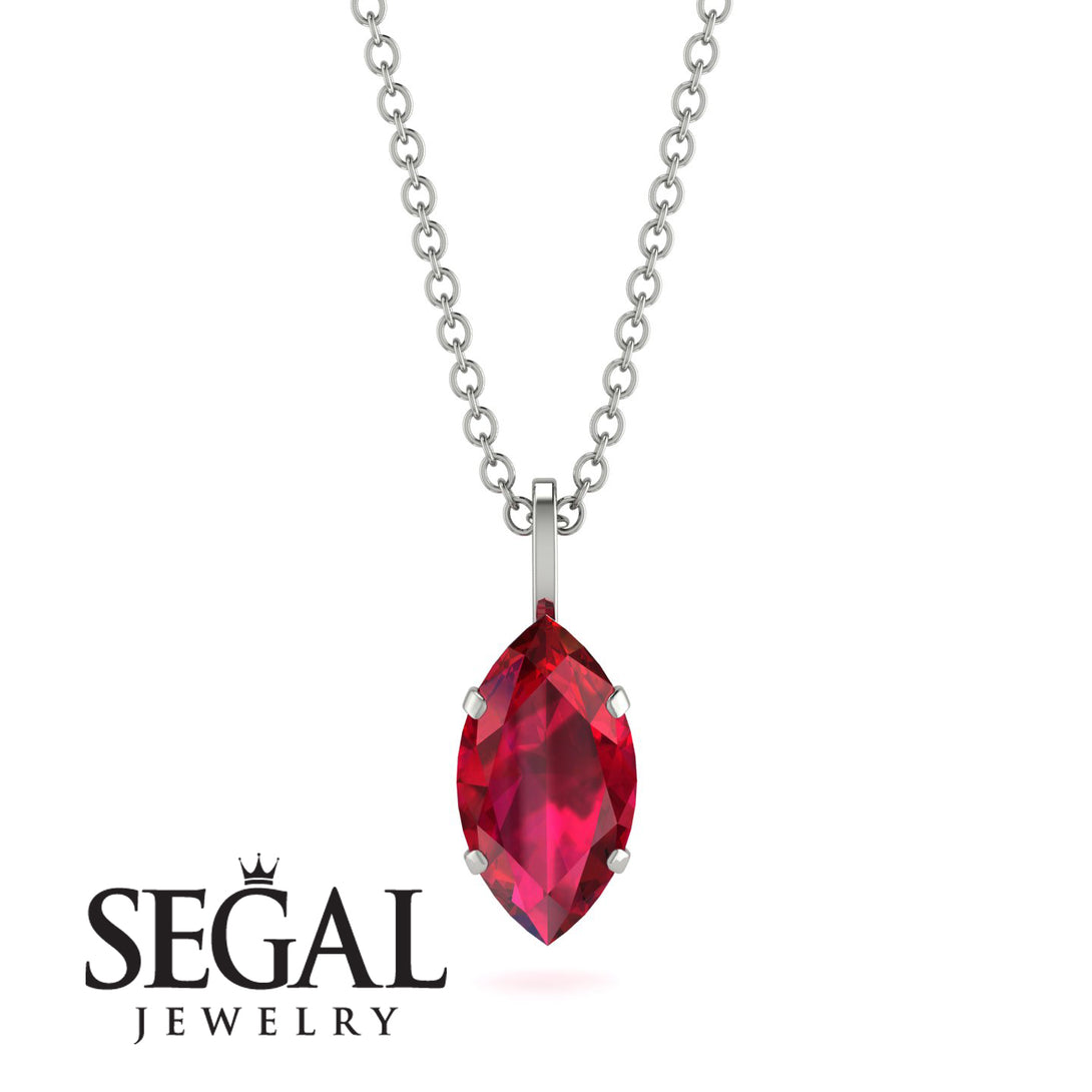 Hidden Halo Marquise Ruby Necklace - Journey No. 12