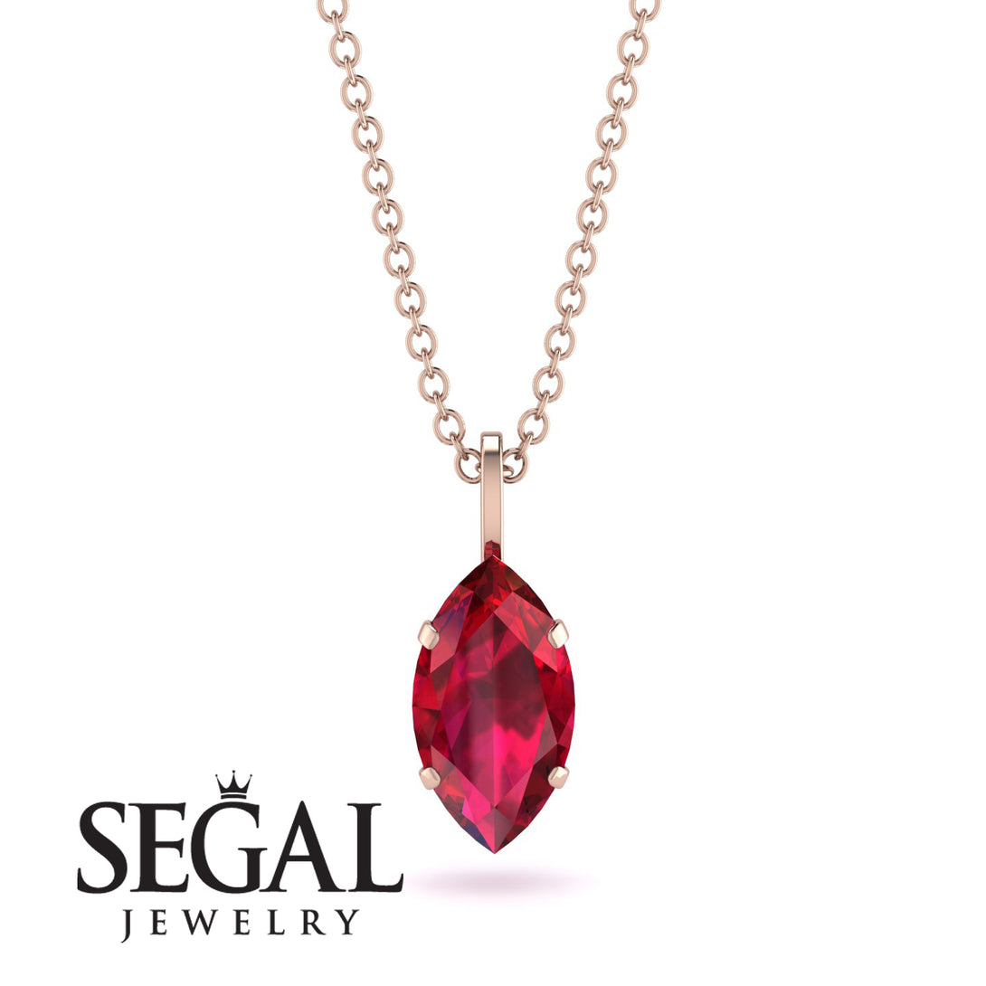 Hidden Halo Marquise Ruby Necklace - Journey No. 71