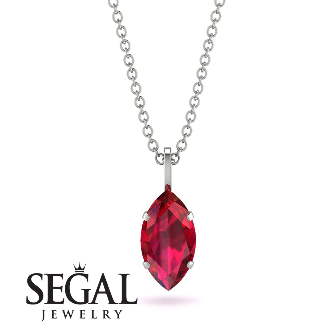 Hidden Halo Marquise Ruby Necklace - Journey No. 72