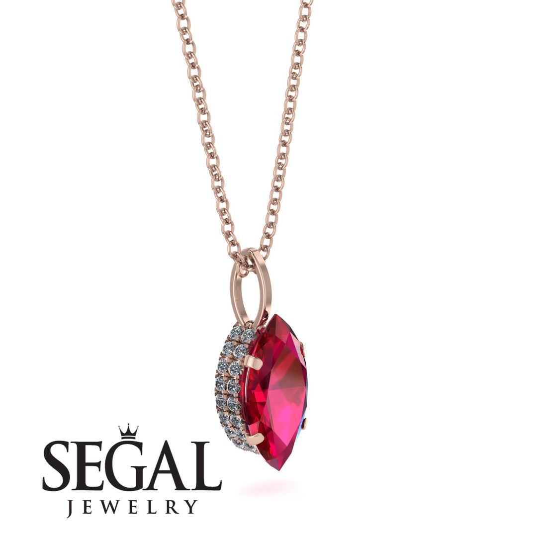 Hidden Halo Marquise Ruby Necklace - Journey No. 11
