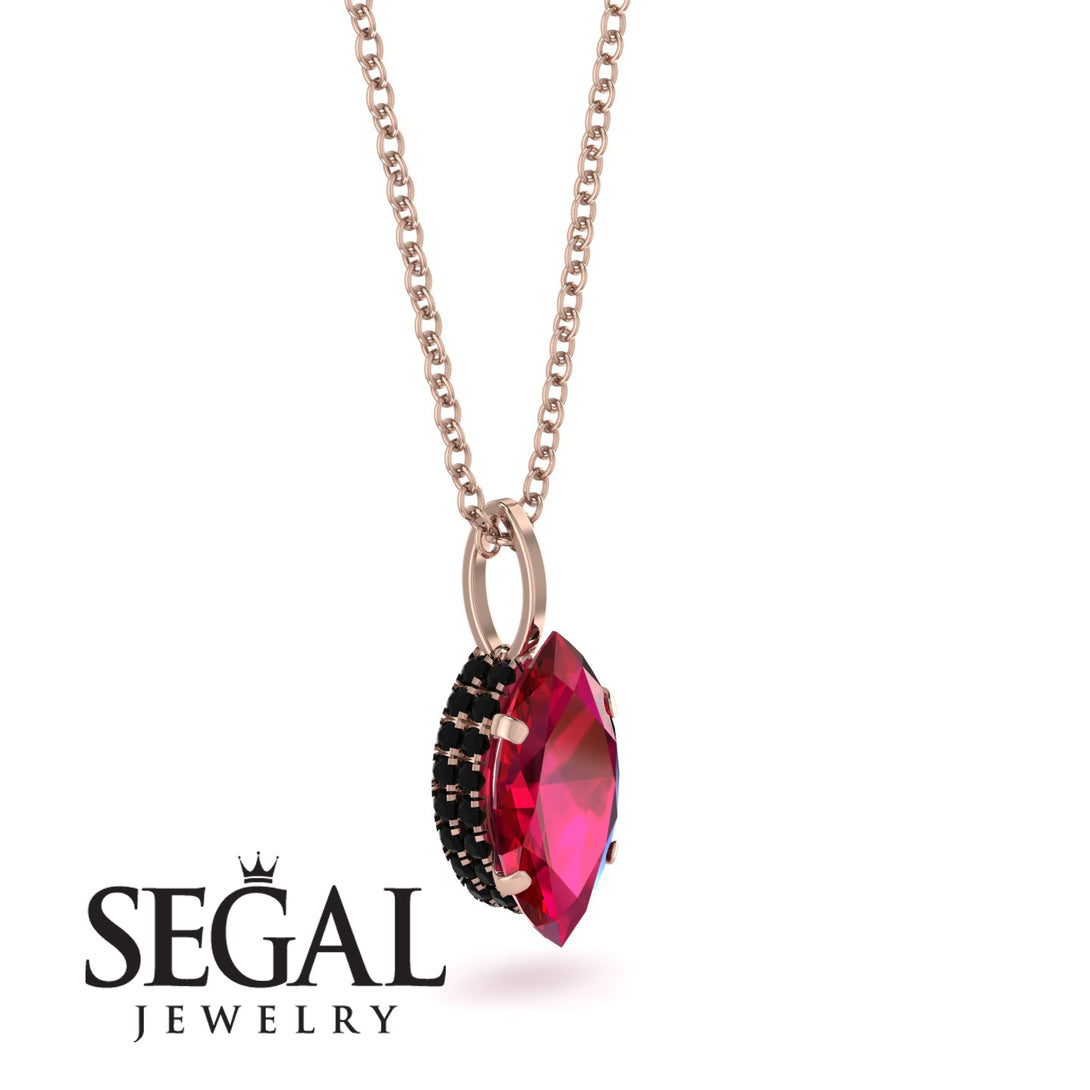 Hidden Halo Marquise Ruby Necklace - Journey No. 41