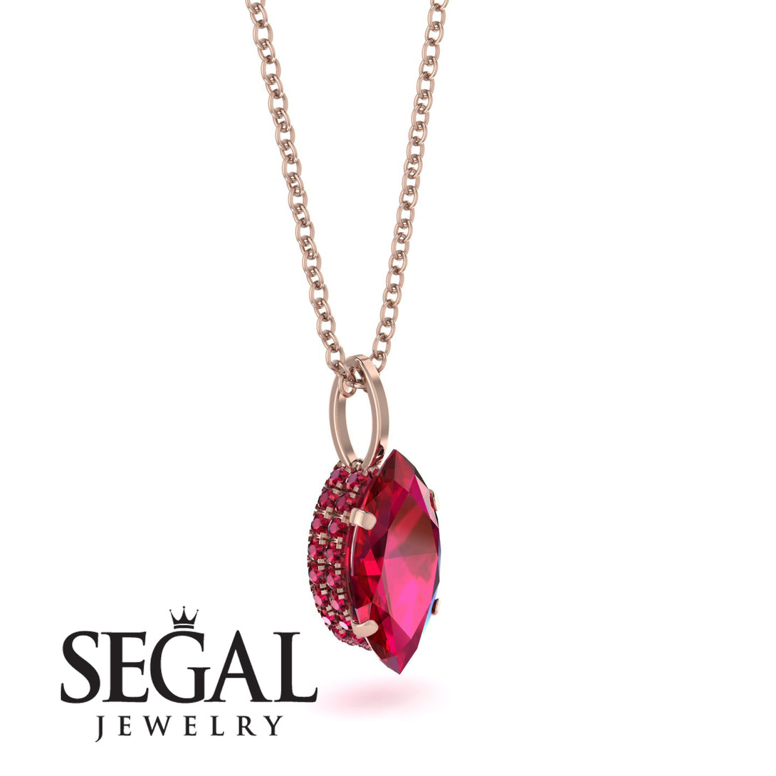 Hidden Halo Marquise Ruby Necklace - Journey No. 56