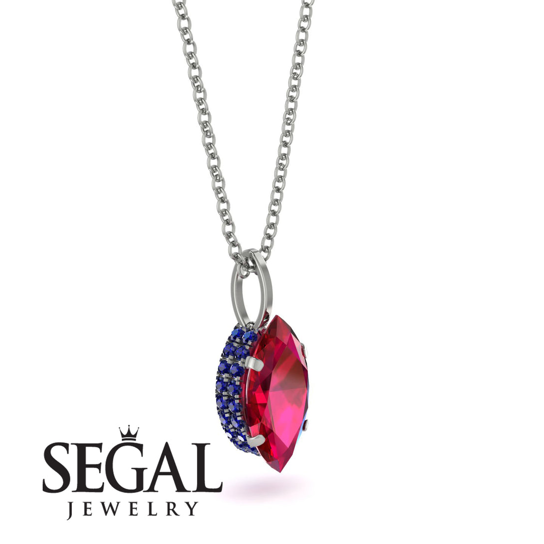 Hidden Halo Marquise Ruby Necklace - Journey No. 72