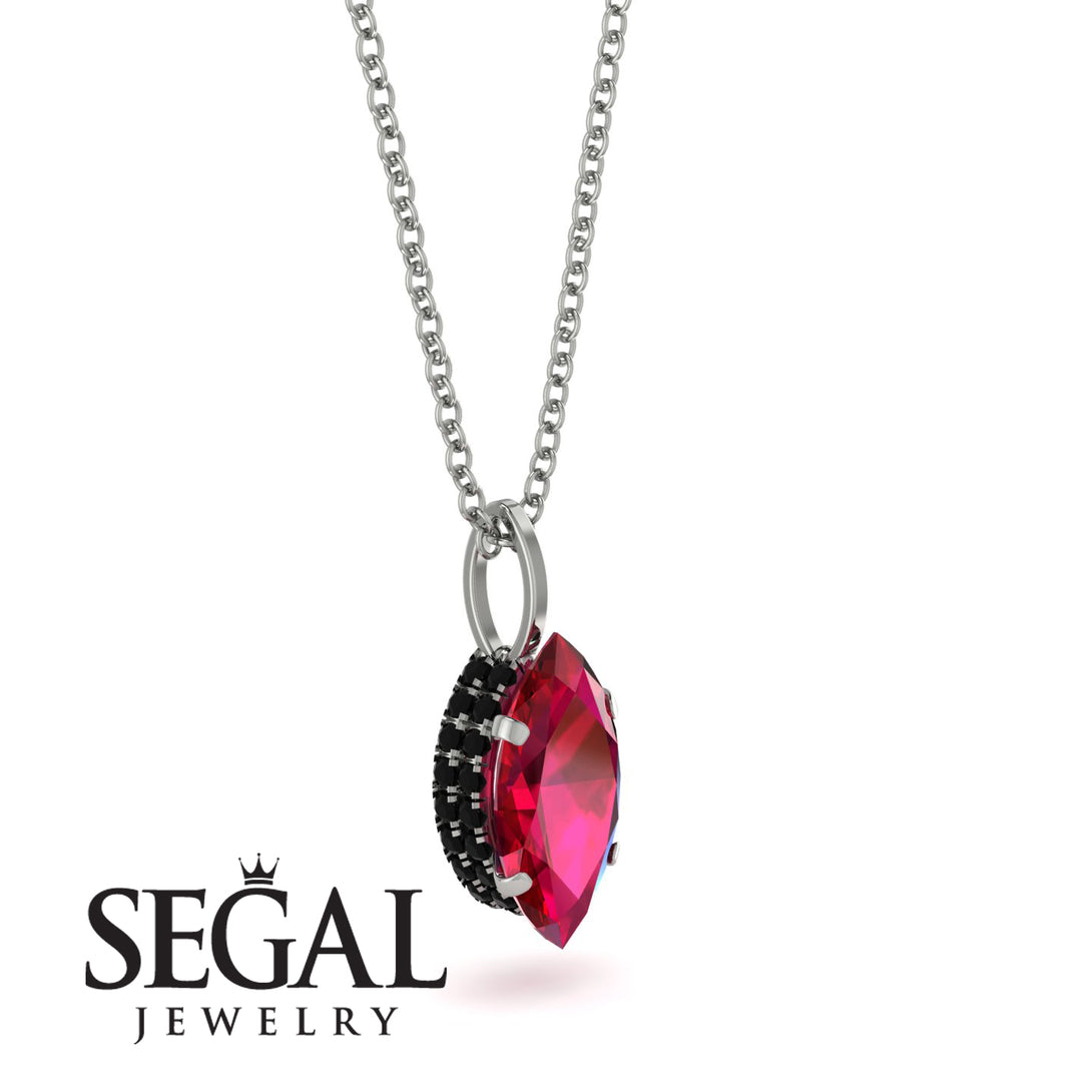 Hidden Halo Marquise Ruby Necklace - Journey No. 42