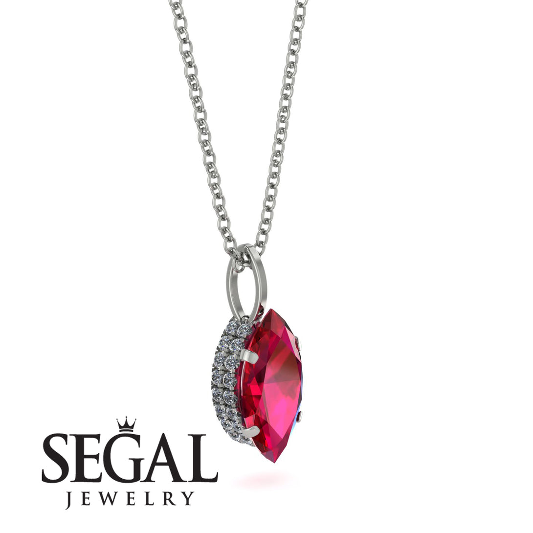 Hidden Halo Marquise Ruby Necklace - Journey No. 12