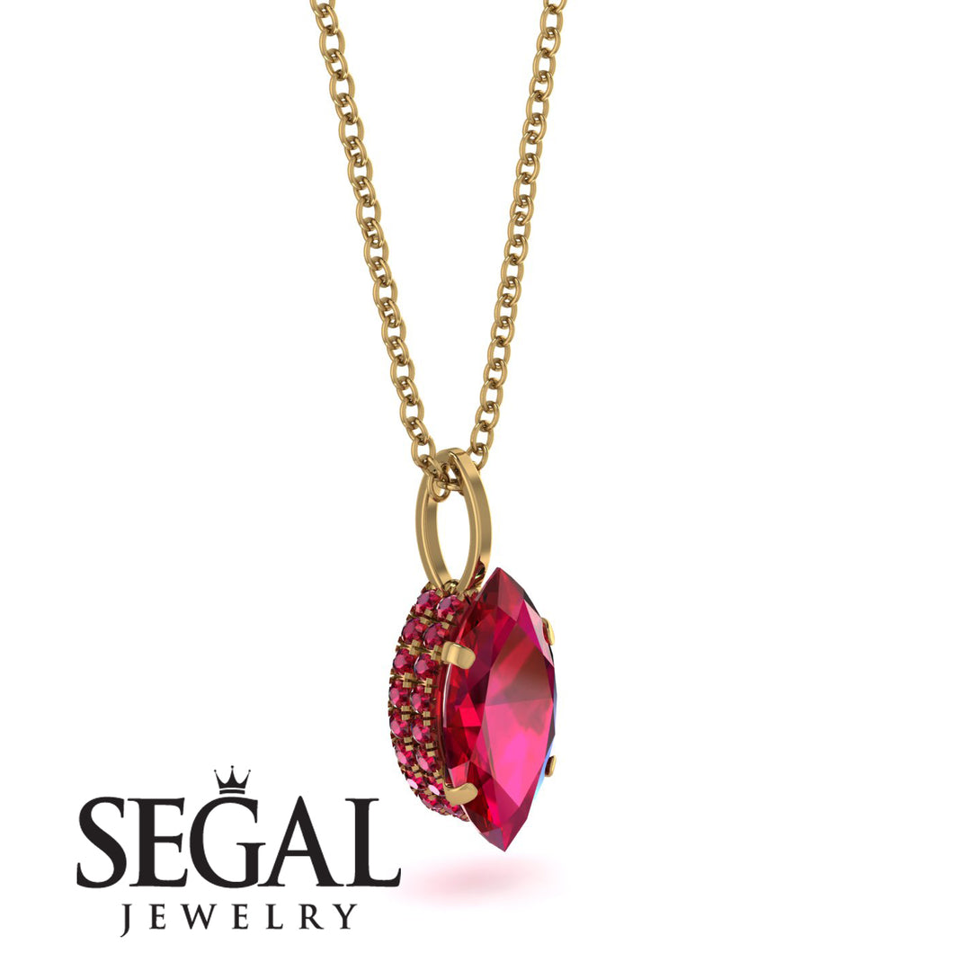 Hidden Halo Marquise Ruby Necklace - Journey No. 55