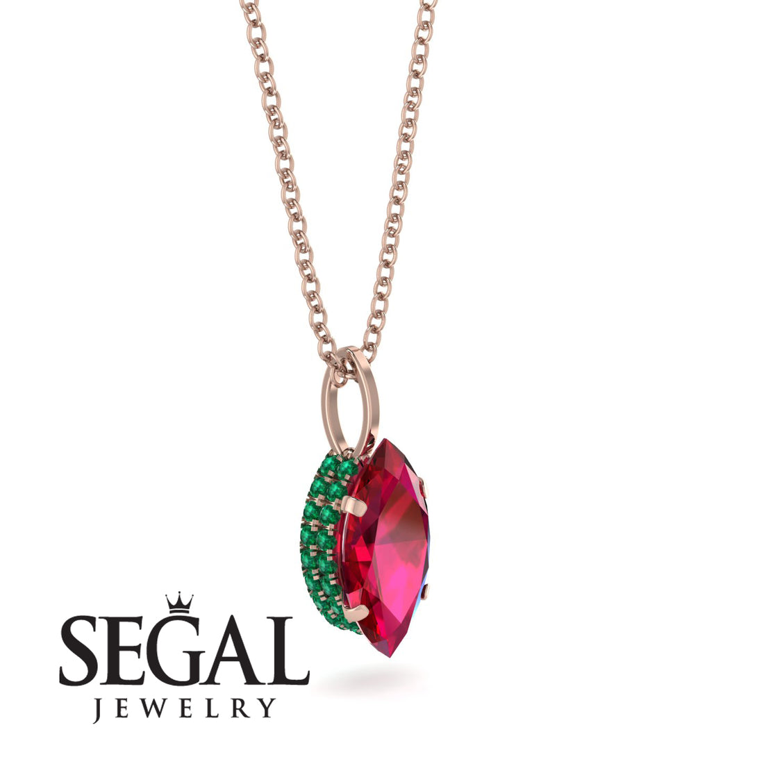 Hidden Halo Marquise Ruby Necklace - Journey No. 26
