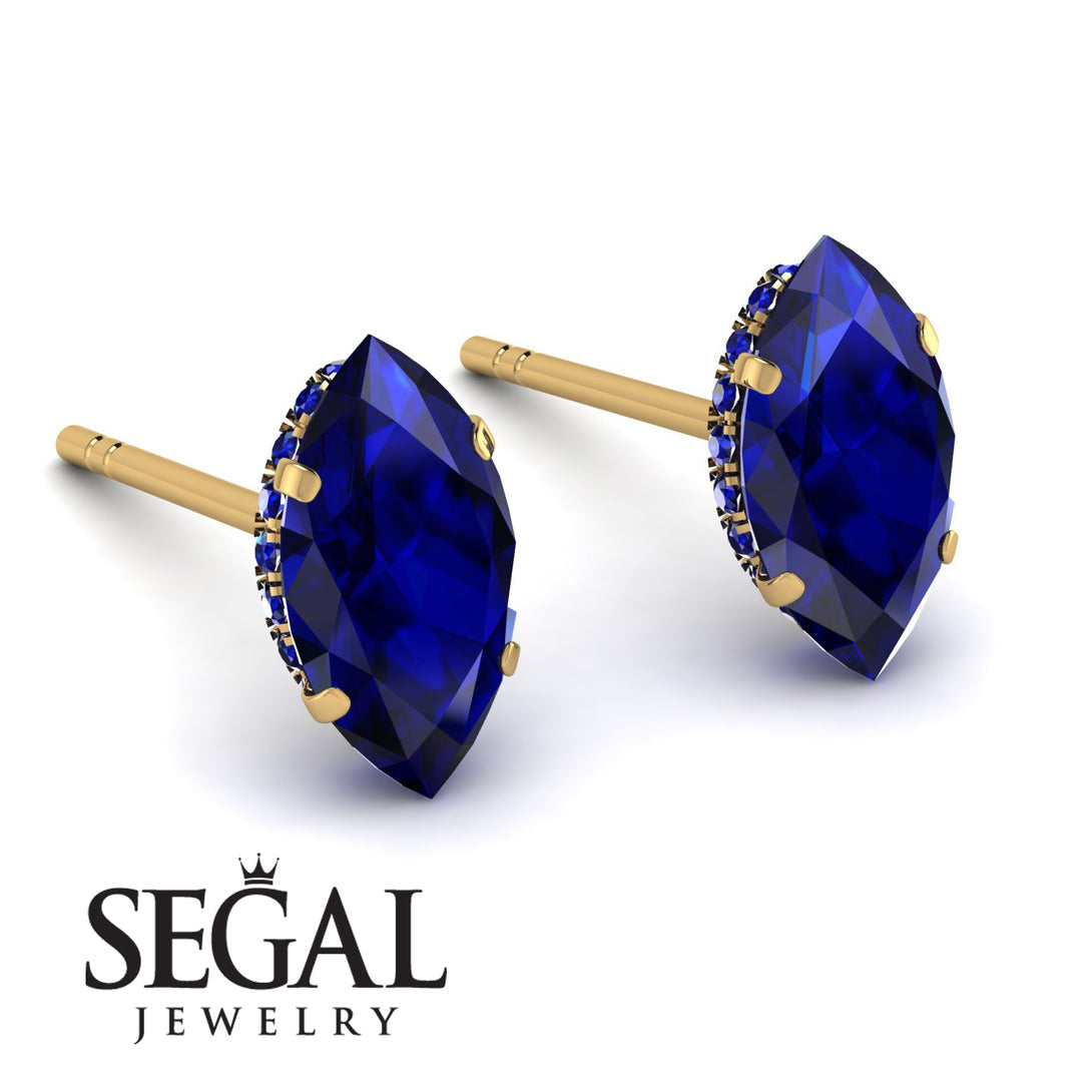 Hidden Halo Marquise Sapphire Earrings - Journey No. 73