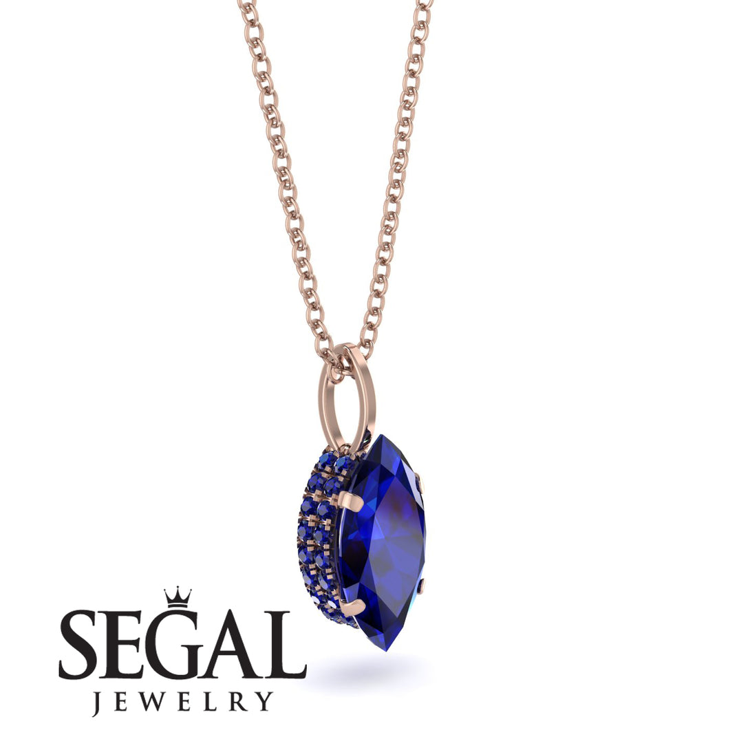 Hidden Halo Marquise Sapphire Necklace - Journey No. 74