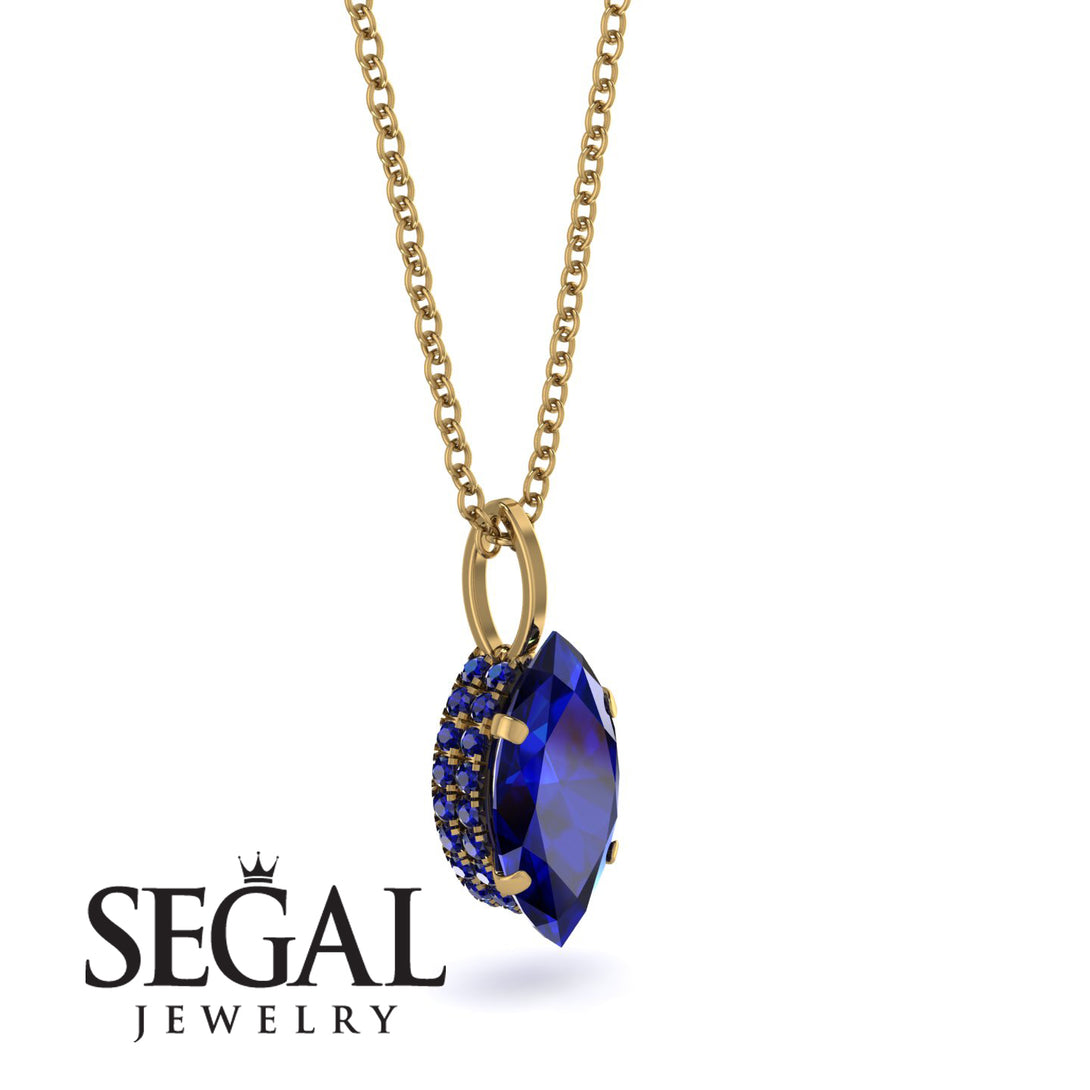 Hidden Halo Marquise Sapphire Necklace - Journey No. 73