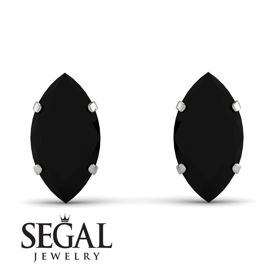 Hidden Halo Marquise Black Diamond Earrings - Journey No. 69