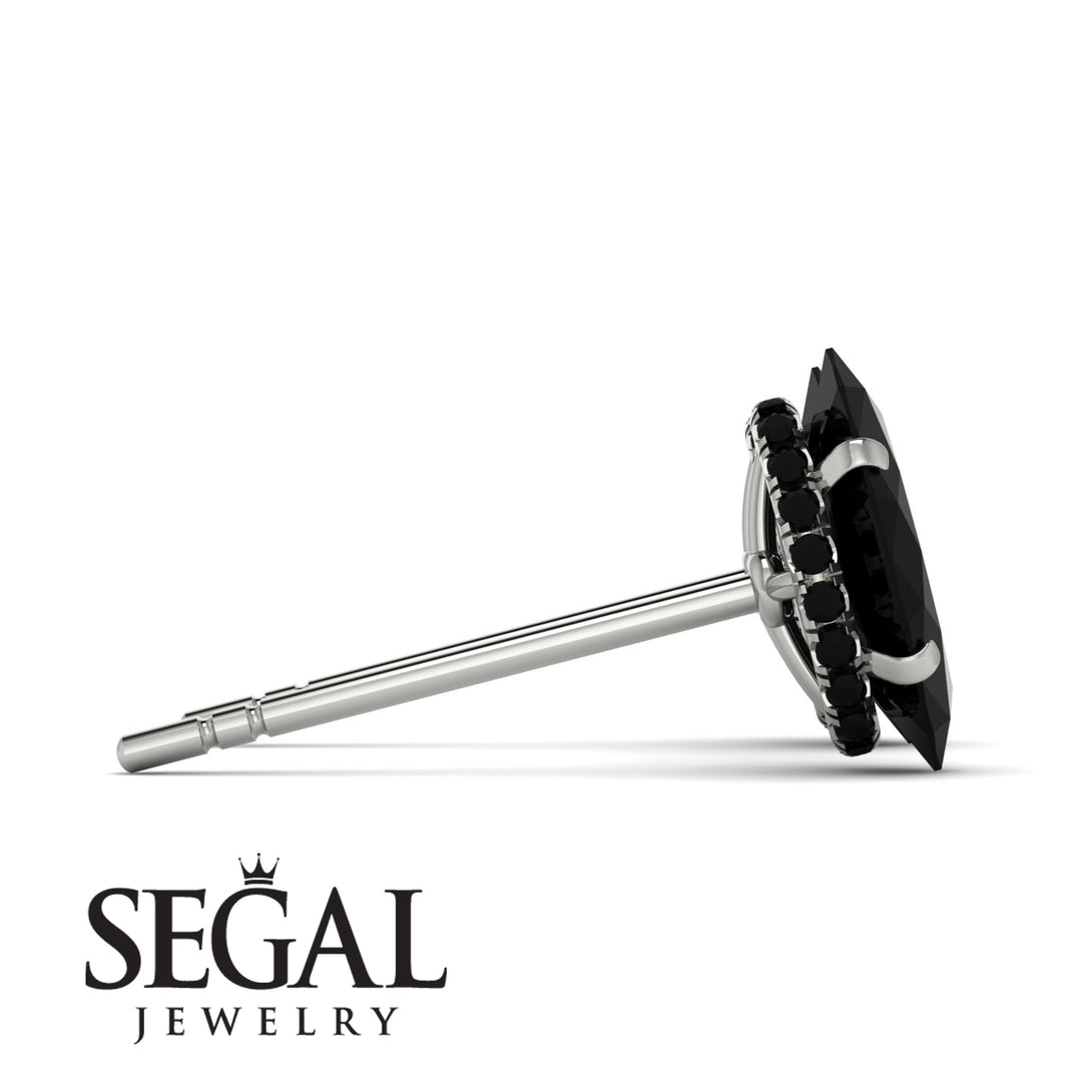 Hidden Halo Marquise Black Diamond Earrings - Journey No. 39