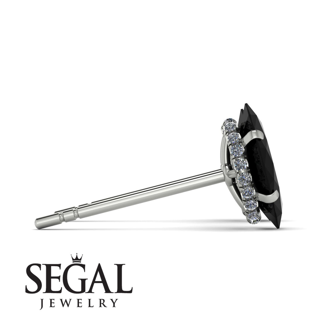 Hidden Halo Marquise Black Diamond Earrings - Journey No. 9