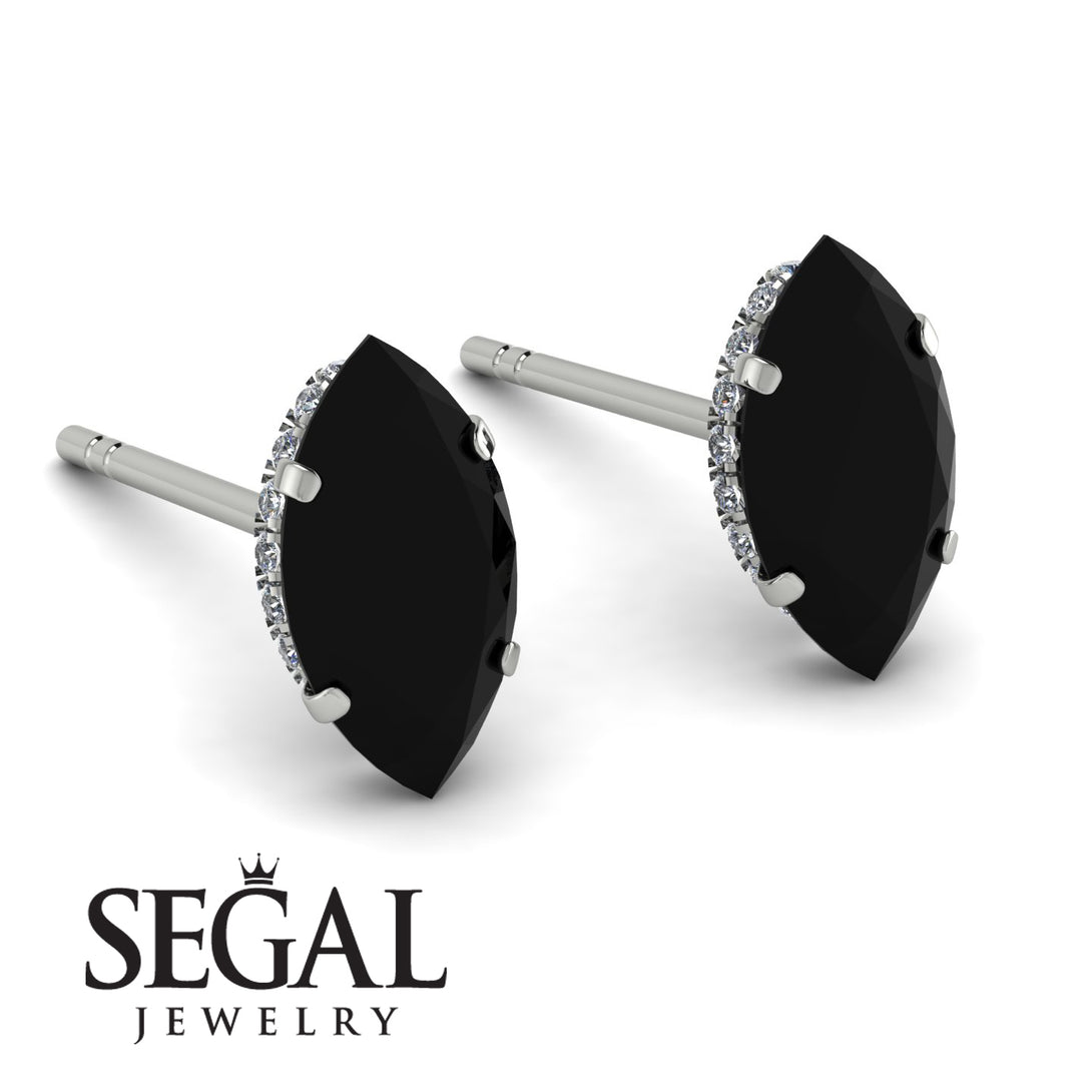 Hidden Halo Marquise Black Diamond Earrings - Journey No. 9