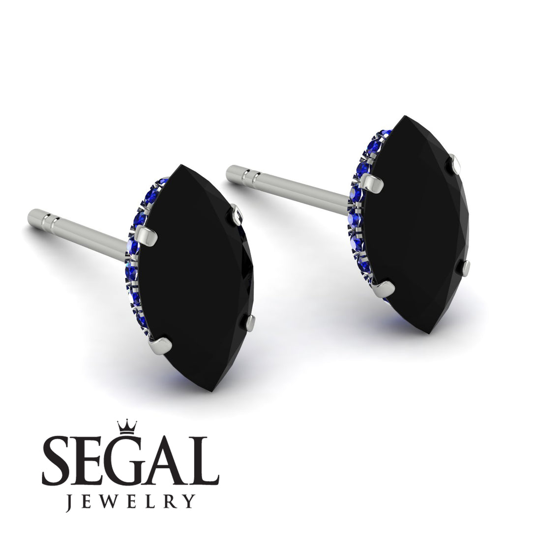Hidden Halo Marquise Black Diamond Earrings - Journey No. 69