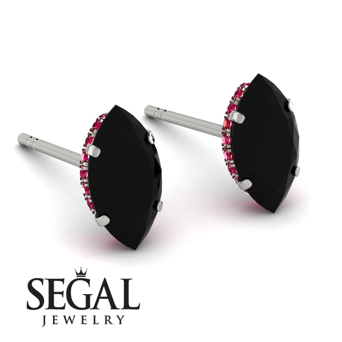 Hidden Halo Marquise Black Diamond Earrings - Journey No. 54