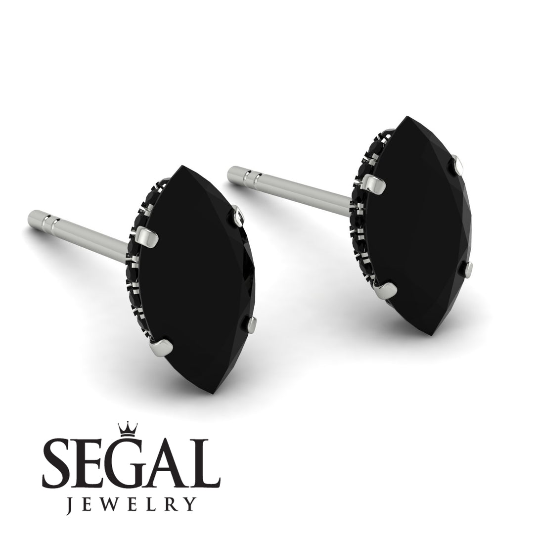 Hidden Halo Marquise Black Diamond Earrings - Journey No. 39