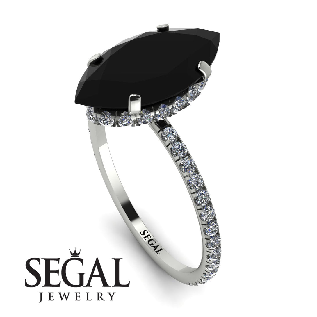 Salvador's Hidden Halo Marquise Black Diamond Engagement Ring - Journey No. 90