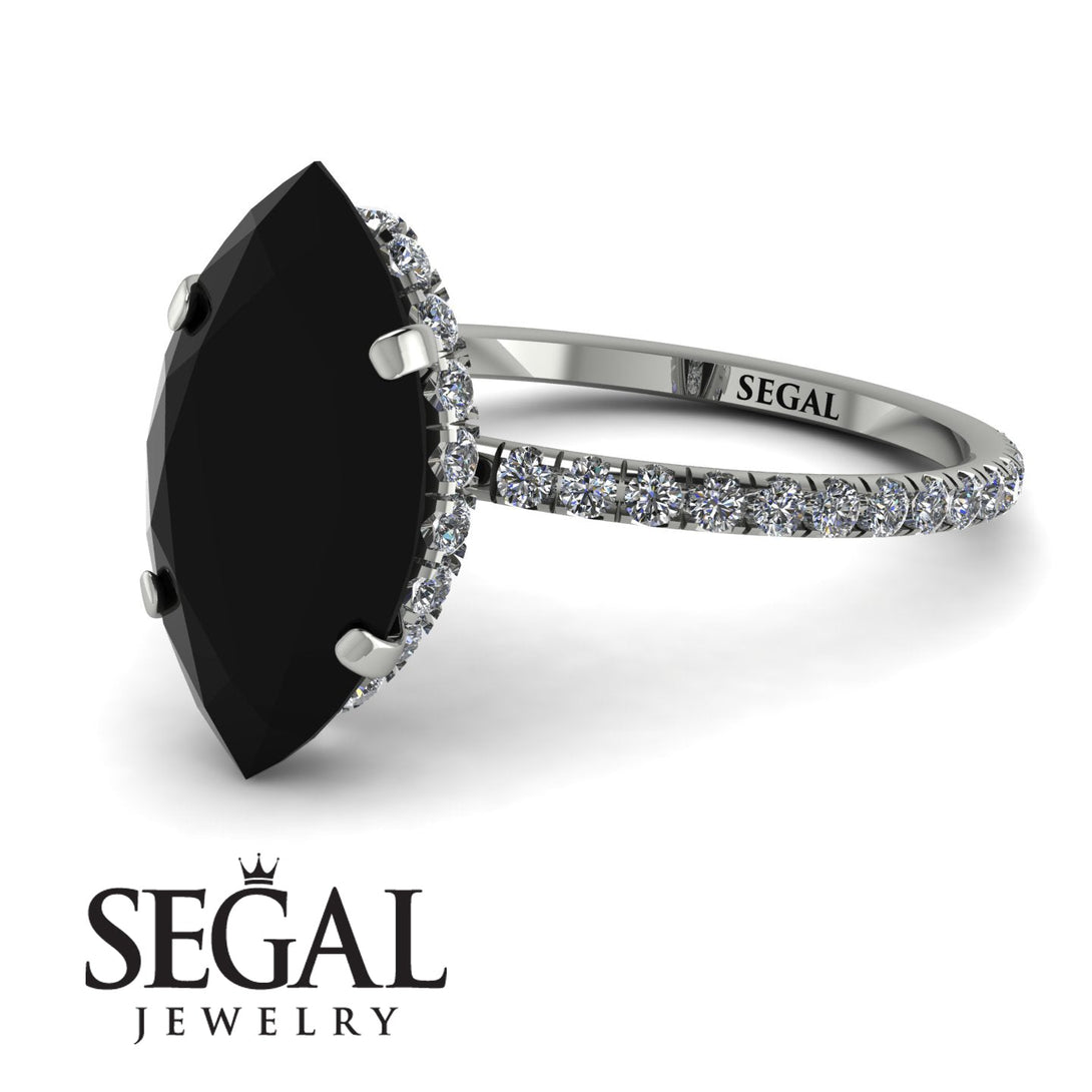 Salvador's Hidden Halo Marquise Black Diamond Engagement Ring - Journey No. 90