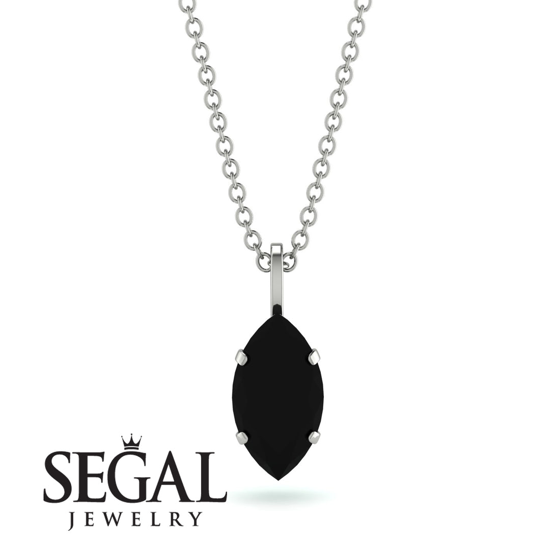 Hidden Halo Marquise Black Diamond Necklace - Journey No. 24