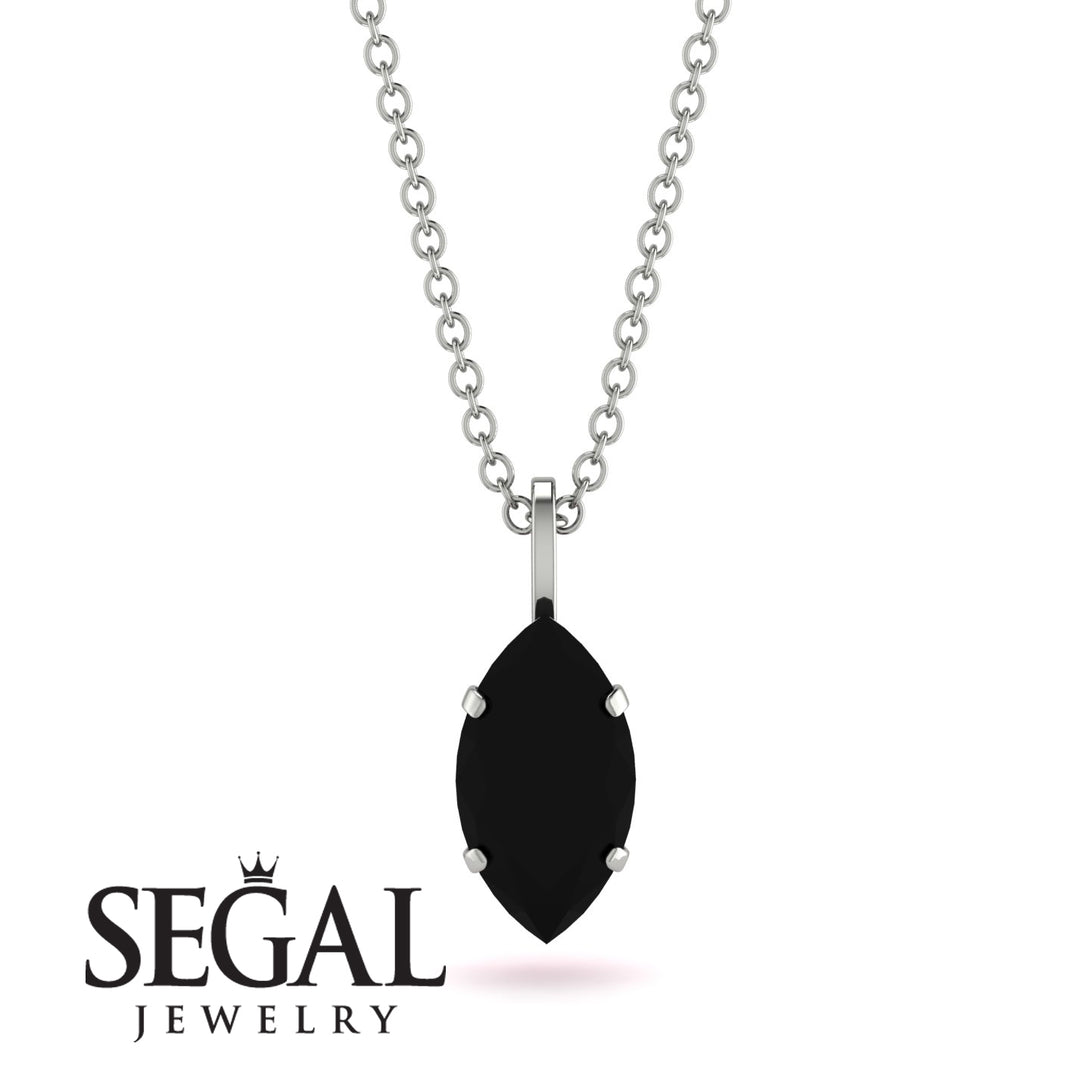 Hidden Halo Marquise Black Diamond Necklace - Journey No. 54