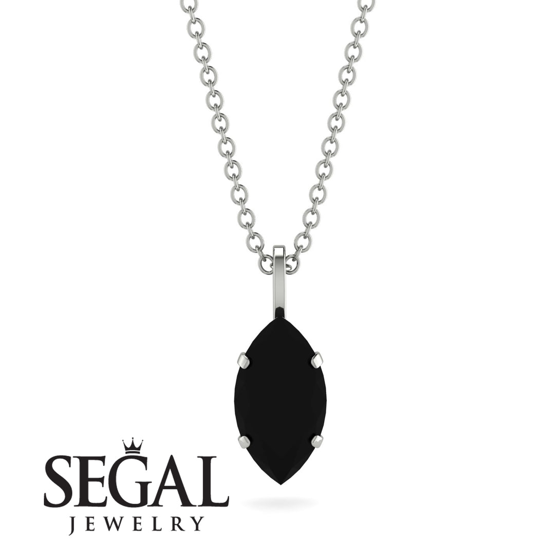 Hidden Halo Marquise Black Diamond Necklace - Journey No. 9
