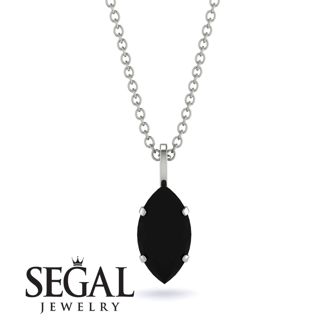 Hidden Halo Marquise Black Diamond Necklace - Journey No. 69