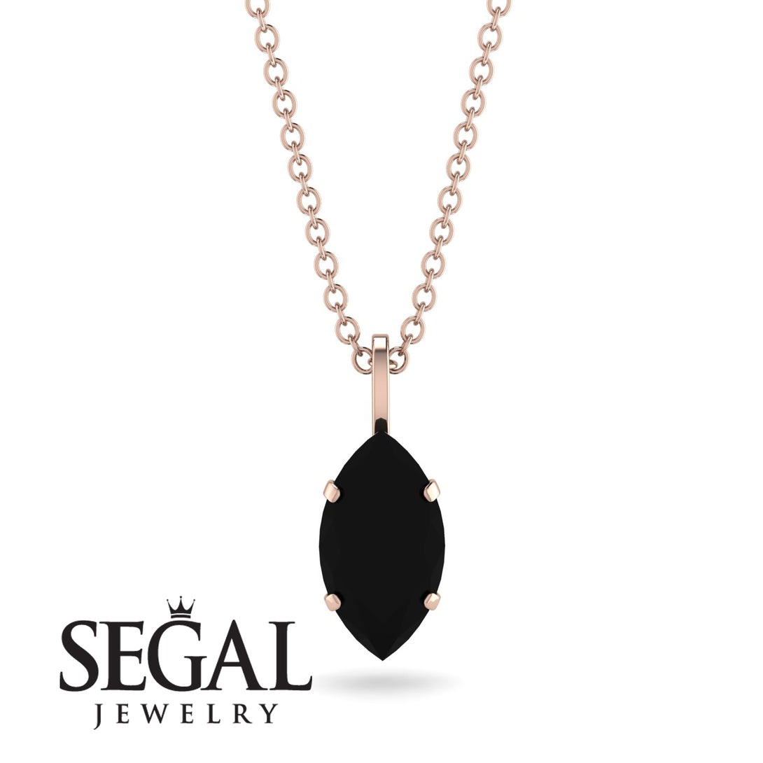 Hidden Halo Marquise Black Diamond Necklace - Journey No. 38