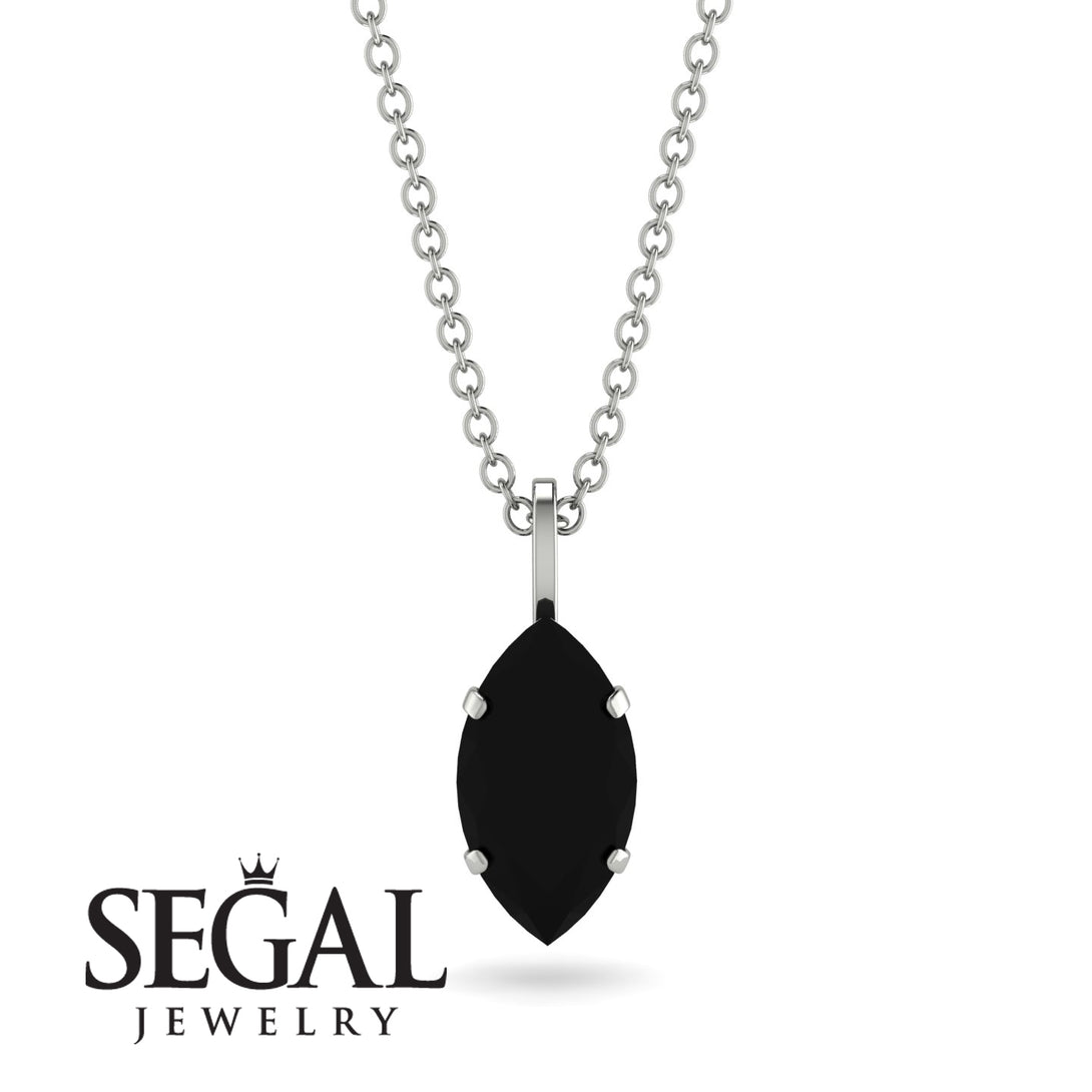 Hidden Halo Marquise Black Diamond Necklace - Journey No. 39