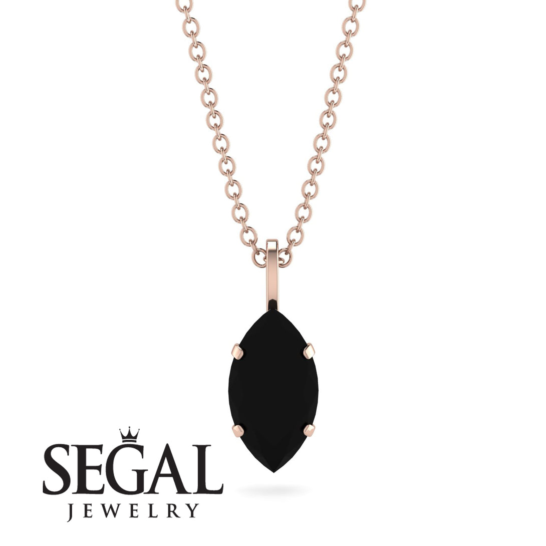 Hidden Halo Marquise Black Diamond Necklace - Journey No. 8