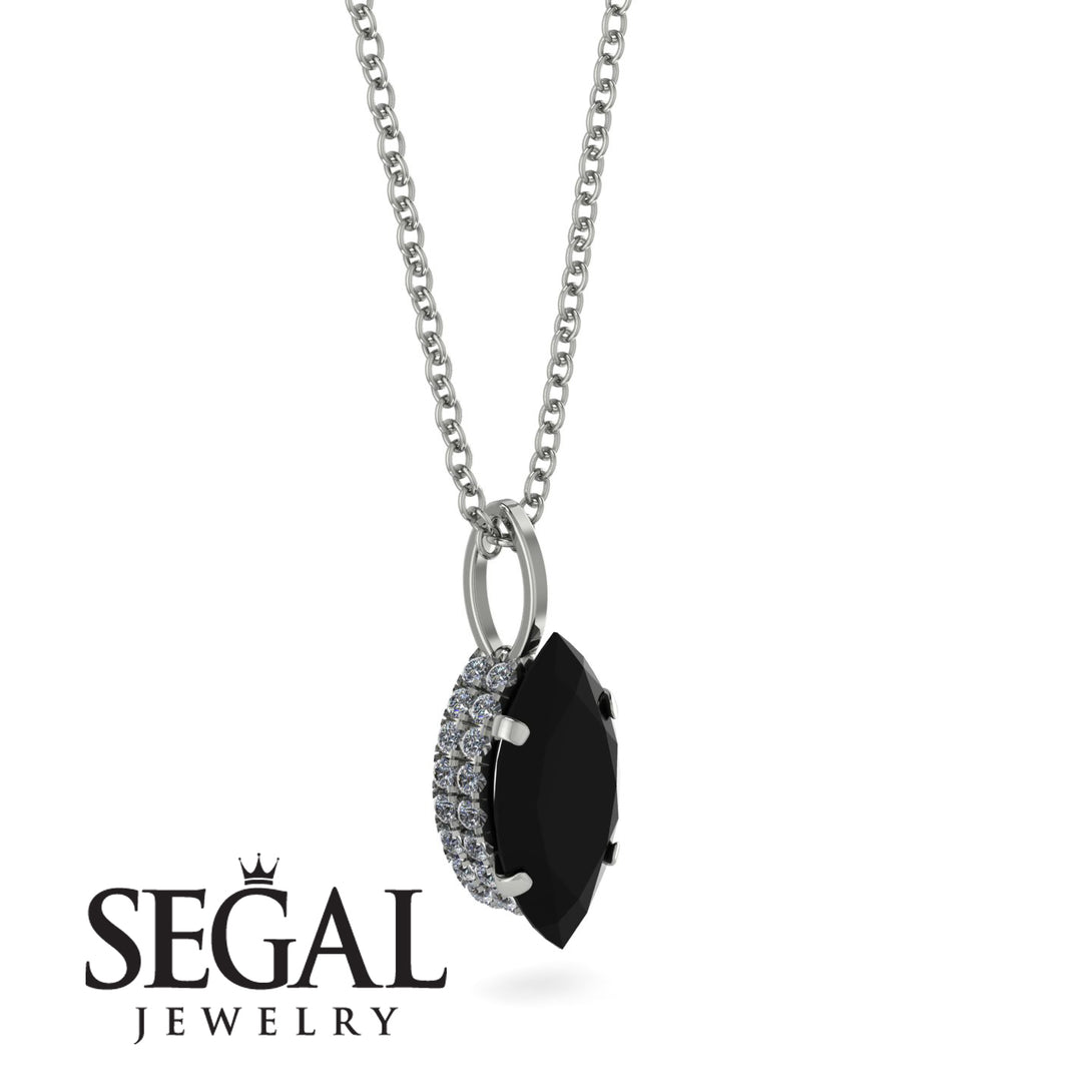 Hidden Halo Marquise Black Diamond Necklace - Journey No. 9